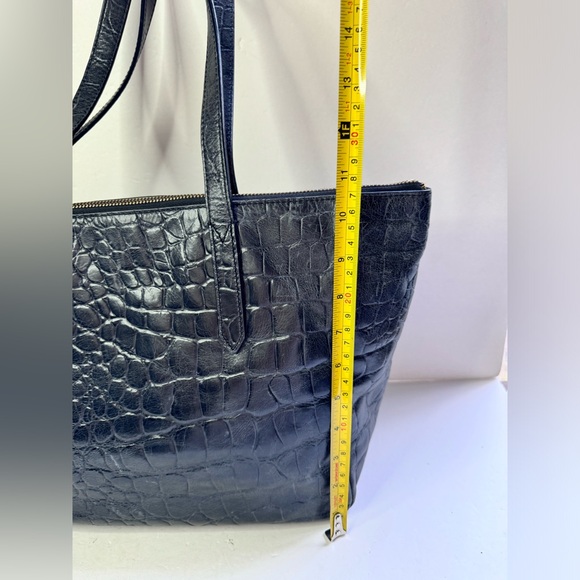Fossil Sydney Croc Embossed Leather Shopper Tote Bag - Picture 9 of 15